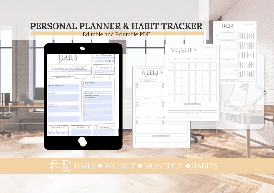 EDITABLE and PRINTABLE Personal Daily, Weekly, Monthly Planner With ...