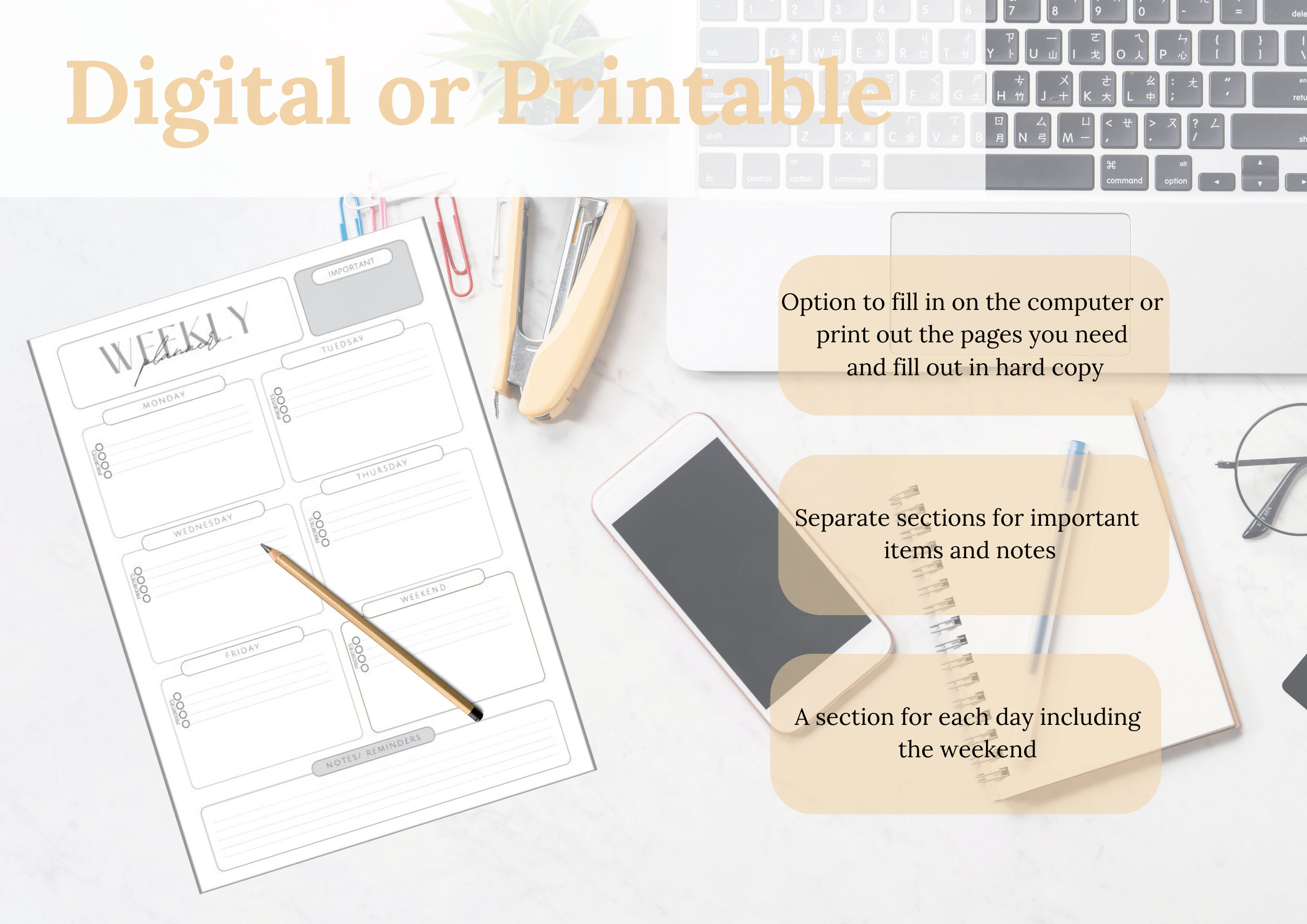 EDITABLE and PRINTABLE Personal Daily, Weekly, Monthly Planner With ...