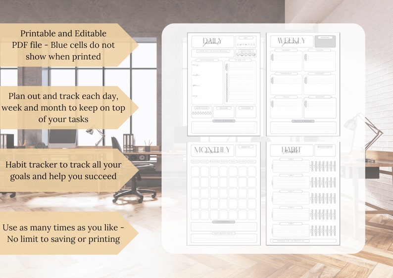 EDITABLE and PRINTABLE Personal Daily Weekly Monthly - Etsy