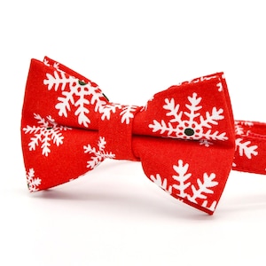 Collar para gatos con copos de nieve, lazo y flores, collar para gatos con lunares rojos de invierno, regalo de boda, cumpleaños y Navidad para gatos