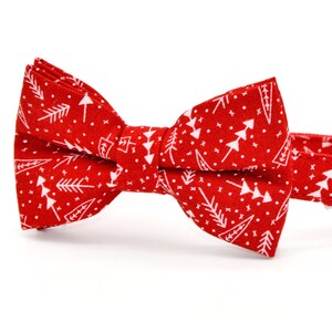 Conjunto de collar y lazo para gato de pino rojo, collar de invierno para gato, para bodas, cumpleaños y Navidad, collar para gato y perro pequeño
