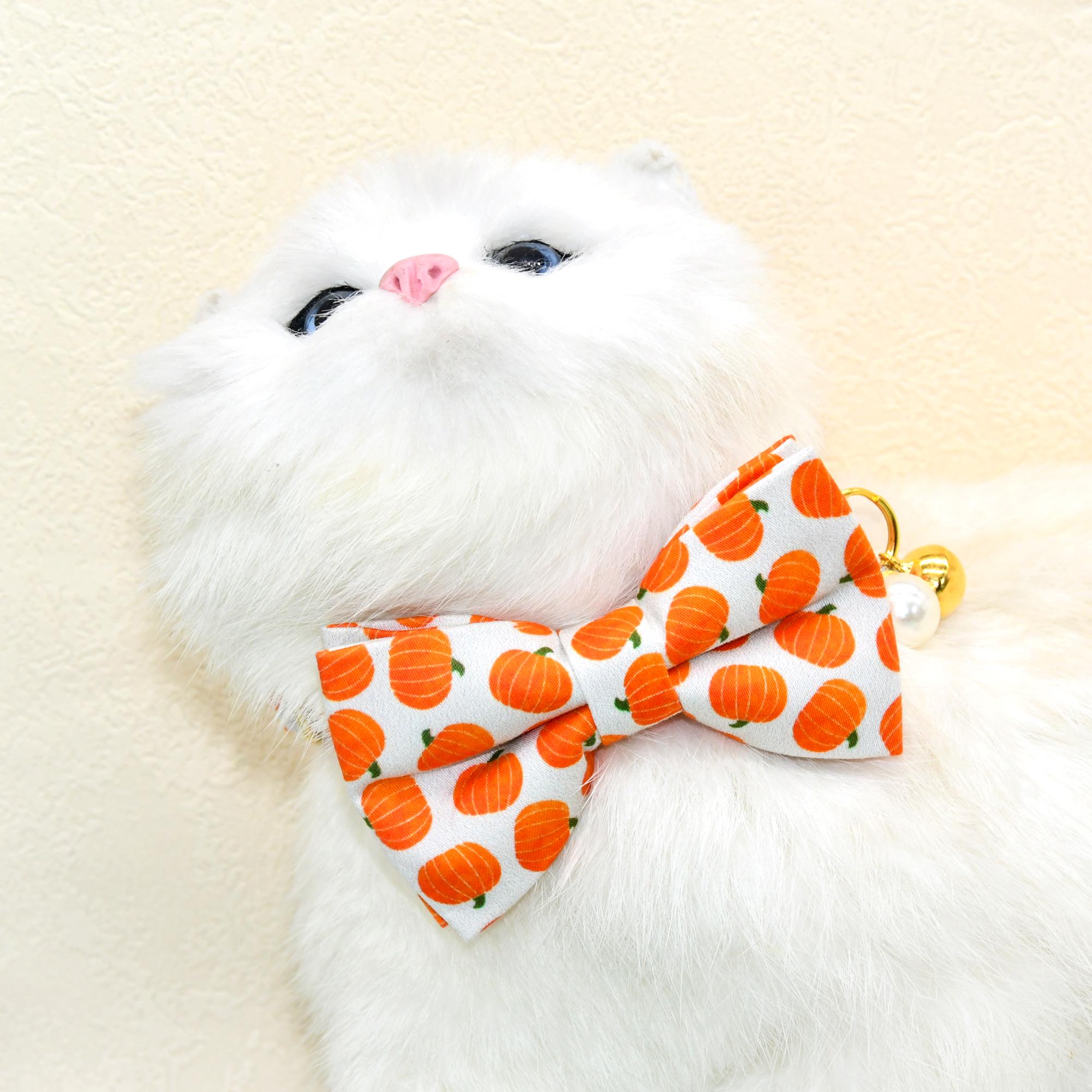 かぼちゃの猫用首輪リボン：秋のハロウィンペット用首輪 - Etsy 日本