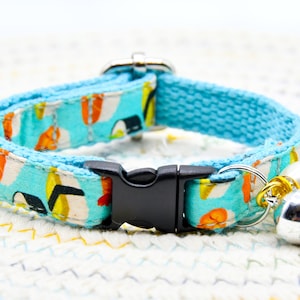 Cat Collar, Sushi, Blue Cat Collar Bell and Pearl  / Wedding / Cat + Small Dog Sizes