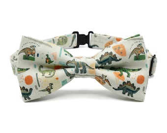 Pajarita de algodón con diseño de dinosaurio para niños – Accesorio ajustable para niños pequeños – Ideal para bodas y fiestas