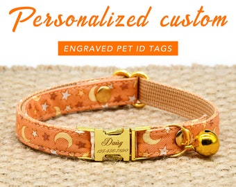 Custom Cat Collar, Moon & Star, Wedding / Birthday / Cat Lover Gift