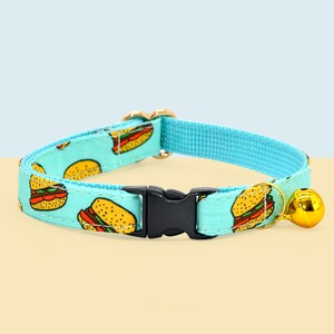 Cat Collar, Hamburger, Cat Collar / Matching Bell and Pearl  / Wedding / Cat + Small Dog Sizes