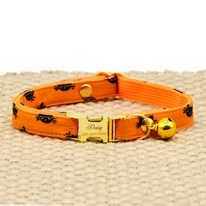 Aangepaste Halloween kattenhalsband, oranje halsband voor kat, Halloween kattencadeau + kleine hondenhalsband