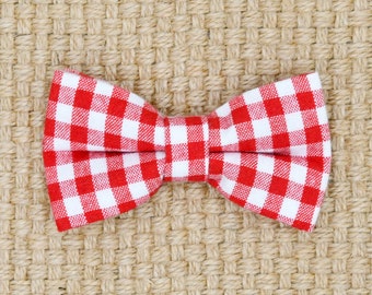Red and White Buffalo Plaid Cat Collar, Bowtie, or Flower