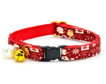 Christmas Snowman With Elk Cat Collar / Bow, Red Cat Collar, Wedding / Birthday / Christmas for Cat Collars