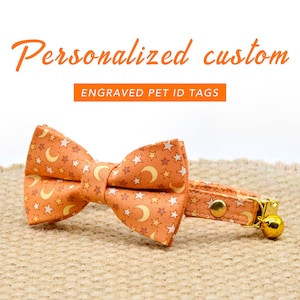 Custom Cat Collar Bow, Moon & Star, Wedding / Birthday / Cat Lover Gift