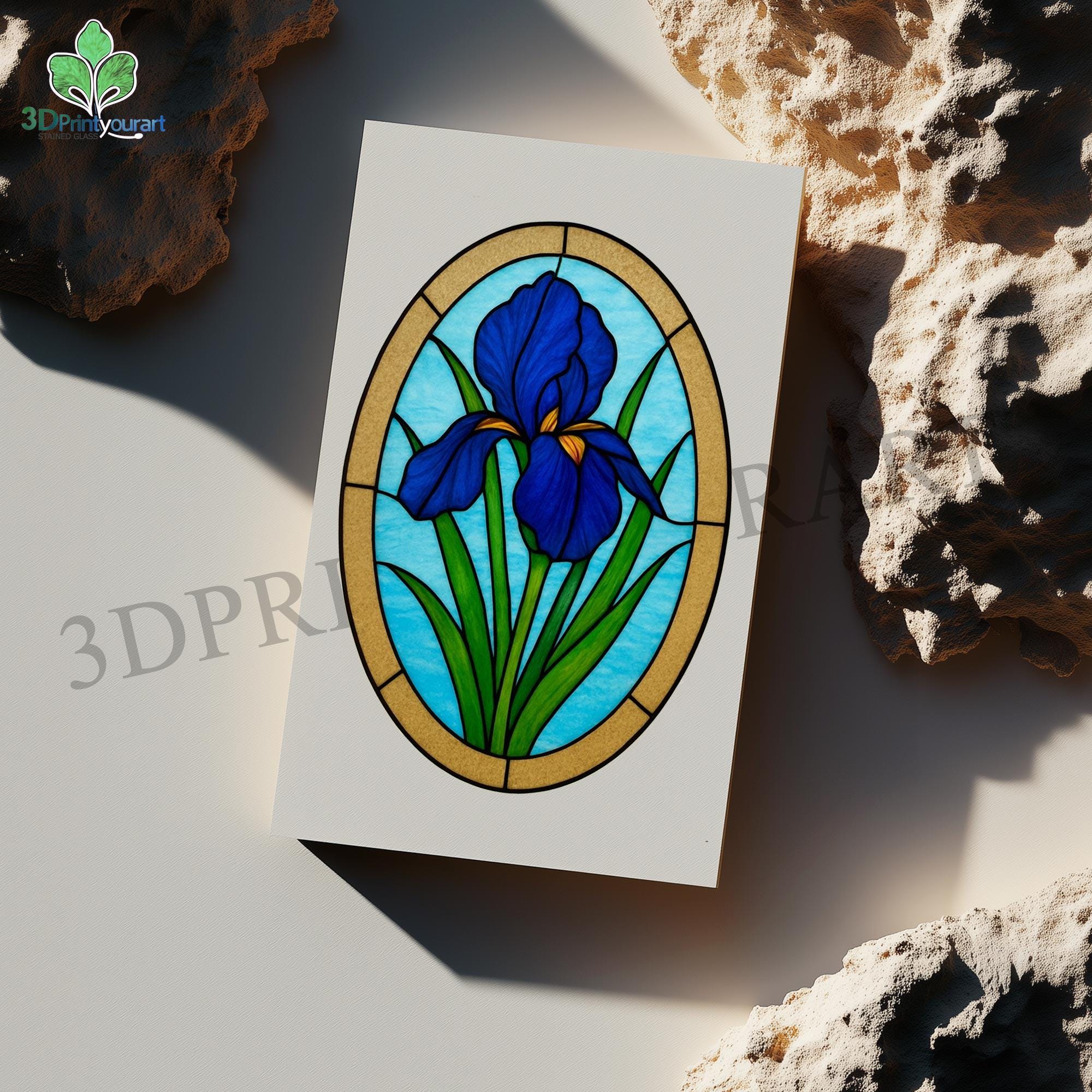 Digital Download Stained Glass Blue Iris R34 Pattern | Festive ...