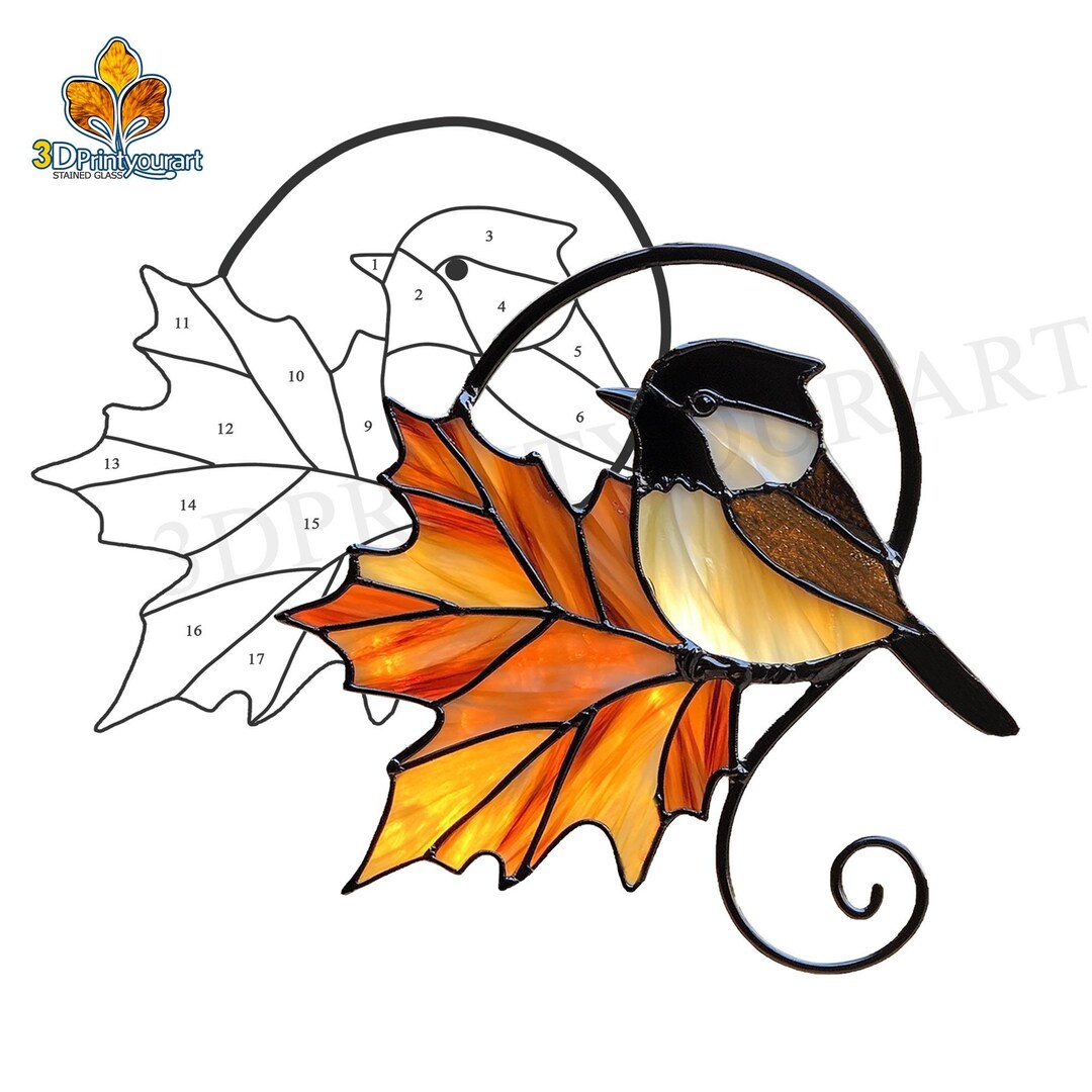 Digital Download Stained Glass Chickadee 01 Pattern | Festive ...