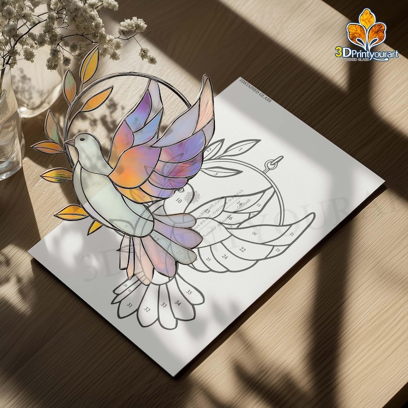 Digital Download Peace Dove With Olive Branch N08 Stained Glass Pattern ...