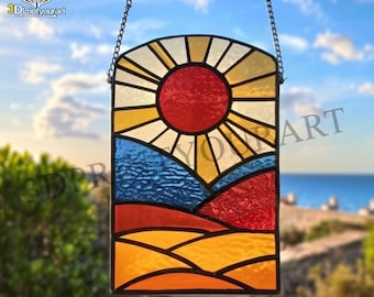 Motif soleil et montagne en téléchargement numérique | Design attrape-soleil festif | Téléchargement de la licence Hobby
