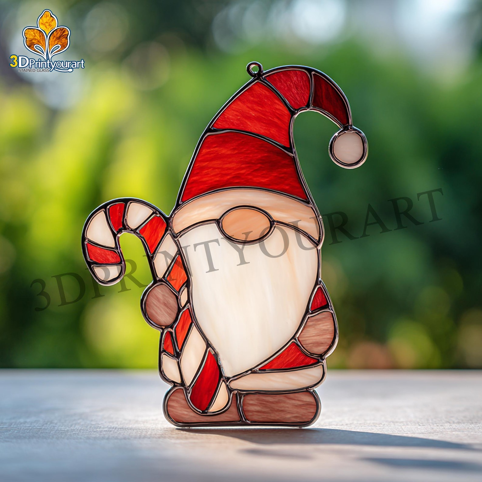 Digital Download Stained Glass Christmas Gnome Pattern | Festive ...