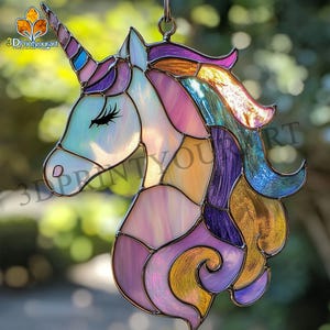 Digital Download Stained Glass Unicorn Pattern | Festive Suncatcher Design | Hobby License Download
