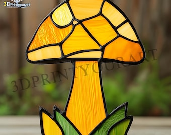 Digital Download Stained Glass Mushroom Pattern | Festive Suncatcher Design | Hobby License Download