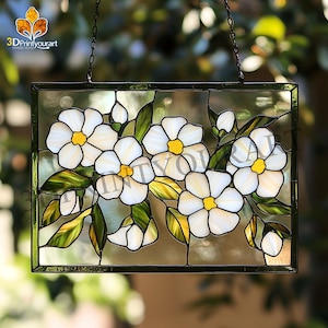 Digital Download Stained Glass Jasmine Pattern | Festive Suncatcher Design | Hobby License Download