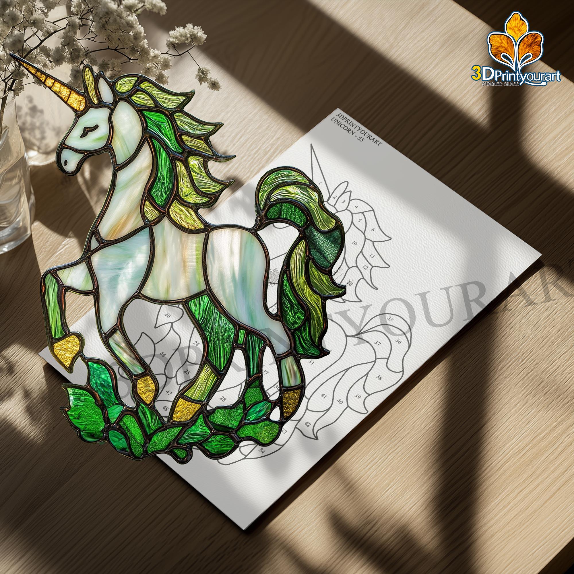 デジタルダウンロード ステンドグラス ユニコーン パターン | お祝いの