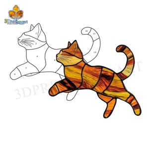 Digital Download Stained Glass  Cat Pattern | Festive Suncatcher Design | Hobby License Download