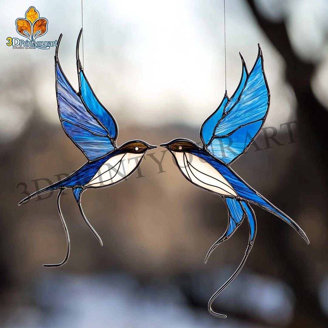 Digital Download Stained Glass Swallow Pattern | Festive Suncatcher ...