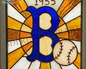 Digital Download Stained Glass Brooklyn Dodgers (Custom)  Pattern | Festive Suncatcher Design | Hobby License Download