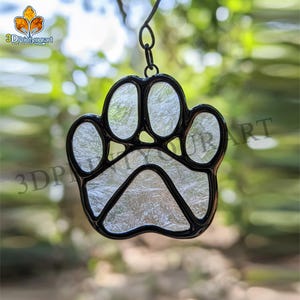 Digital Download Stained Glass  Cat Paw Pattern | Festive Suncatcher Design | Hobby License Download