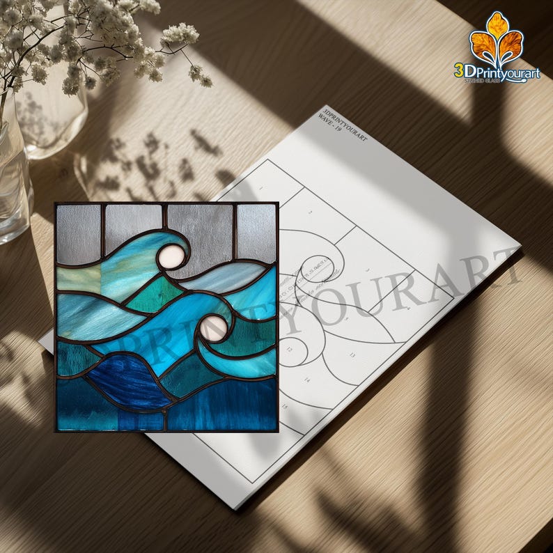 Digital Download Stained Glass Wave Pattern | Festive Suncatcher Design ...