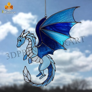 Digital Download Stained Glass Dragon Pattern | Festive Suncatcher Design | Hobby License Download