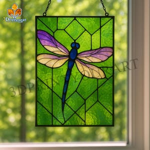 Digital Download Stained Glass Dragonfly Pattern | Festive Suncatcher Design | Hobby License Download