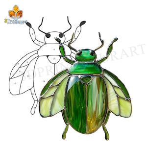 Digital Download Stained Glass Beetle 02 Muster | Festliches Suncatcher Design | Hobby Lizenz Download