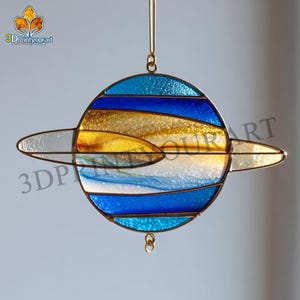 Digital Download Stained Glass  Saturn Pattern | Festive Suncatcher Design | Hobby License Download