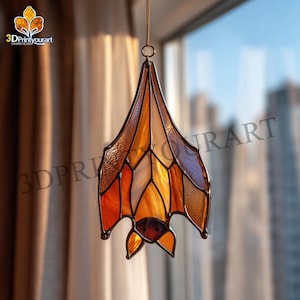 Digital Download Stained Glass Bat Pattern | Festive Suncatcher Design | Hobby License Download
