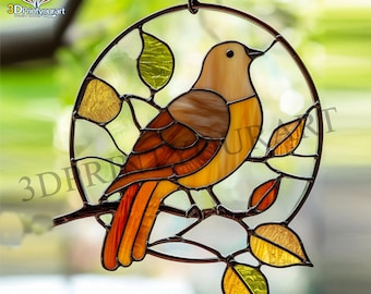 Digital Download  Stained Glass Dove Pattern | Festive Suncatcher Design | Hobby License Download Bird