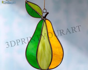 Digital Download Stained Glass Pear Pattern | Festive Suncatcher Design | Hobby License Download