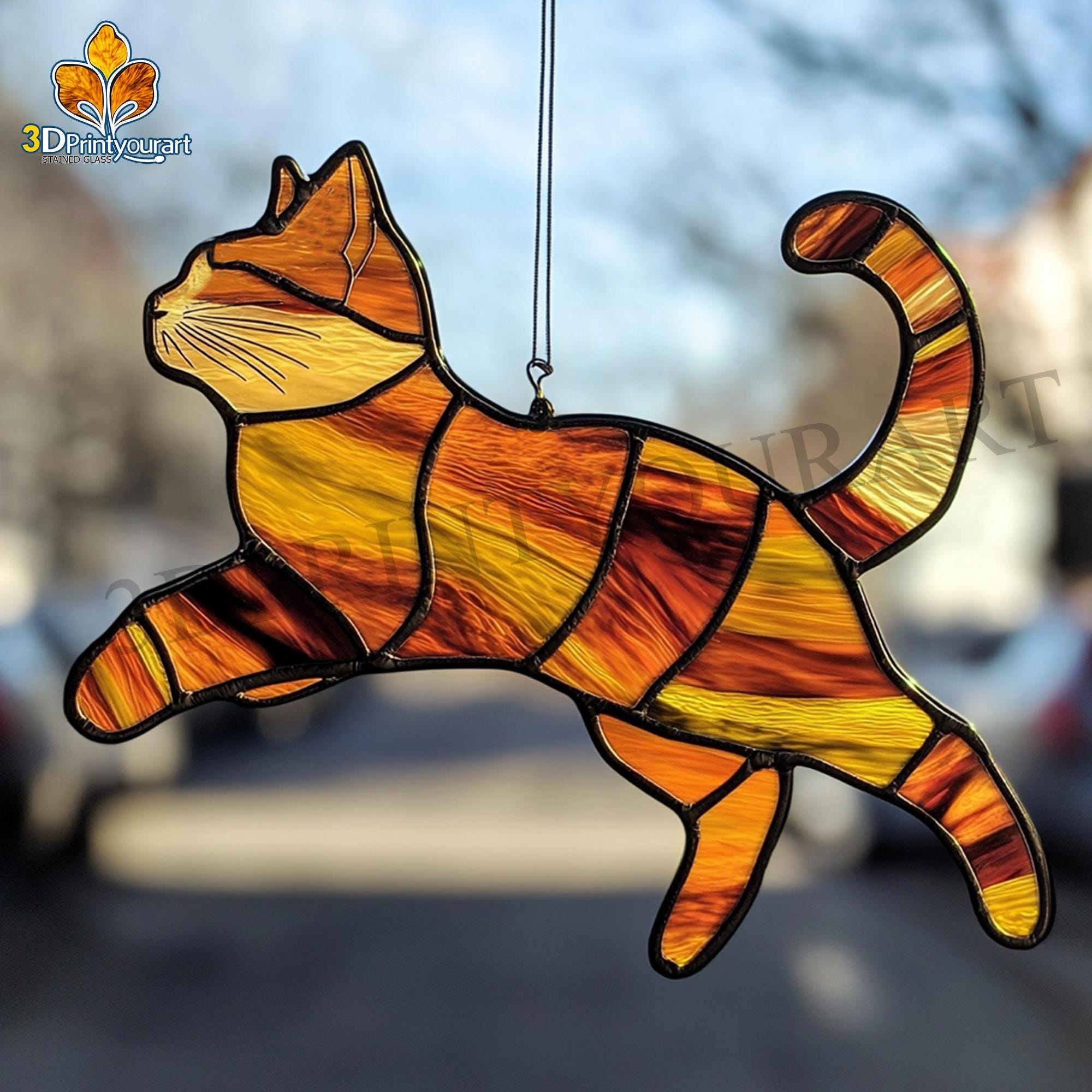 Digital Download Stained Glass Cat Pattern | Festive Suncatcher Design ...