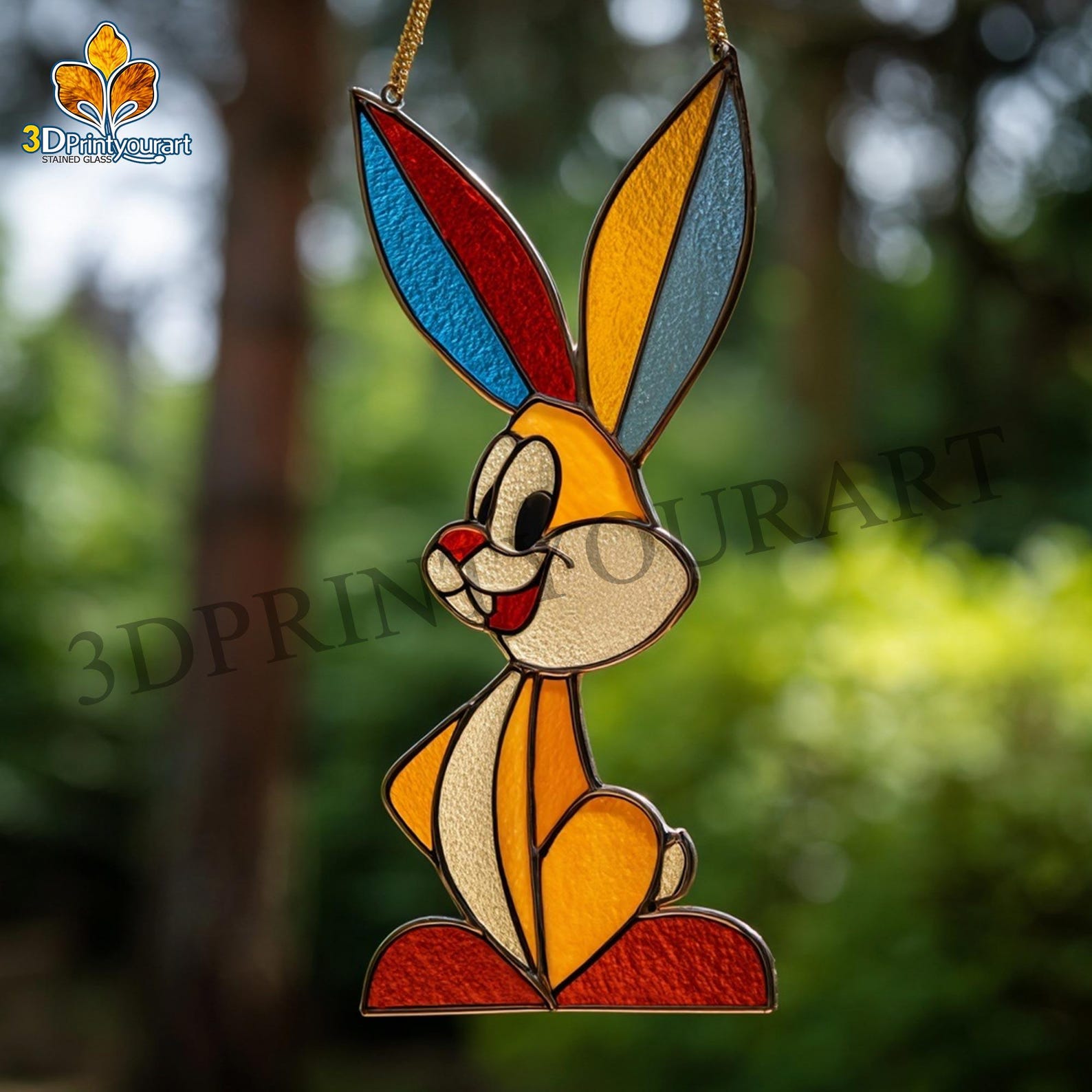 Digital Download Stained Glass Rabbit Pattern | Festive Suncatcher ...