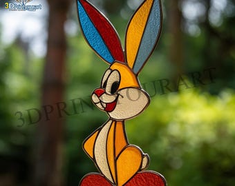Digital Download Stained Glass Rabbit Pattern | Festive Suncatcher Design | Hobby License Download
