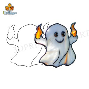 Digital Download Stained Glass Fire Ghost Pattern | Festive Suncatcher ...