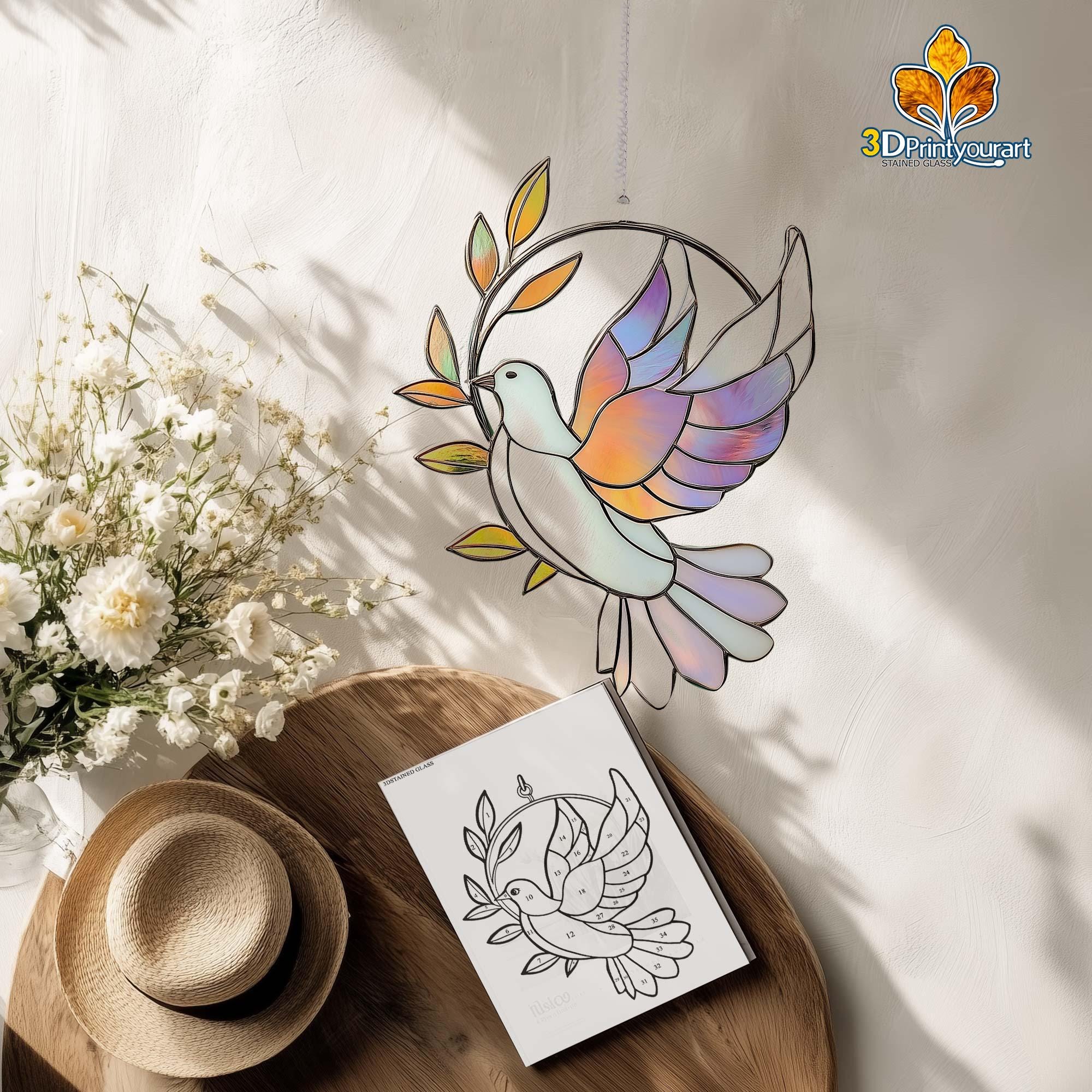 Digital Download Peace Dove With Olive Branch N08 Stained Glass Pattern ...