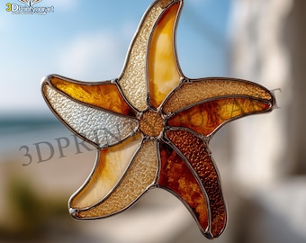 Digital Download Stained Glass Starfish Pattern | Festive Suncatcher Design | Hobby License Download