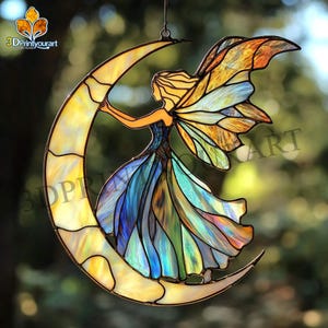 Digital Download Stained Glass Elegant fairy Pattern | Festive Suncatcher Design | Hobby License Download