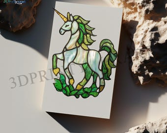 デジタルダウンロード ステンドグラス ユニコーン パターン | お祝いの