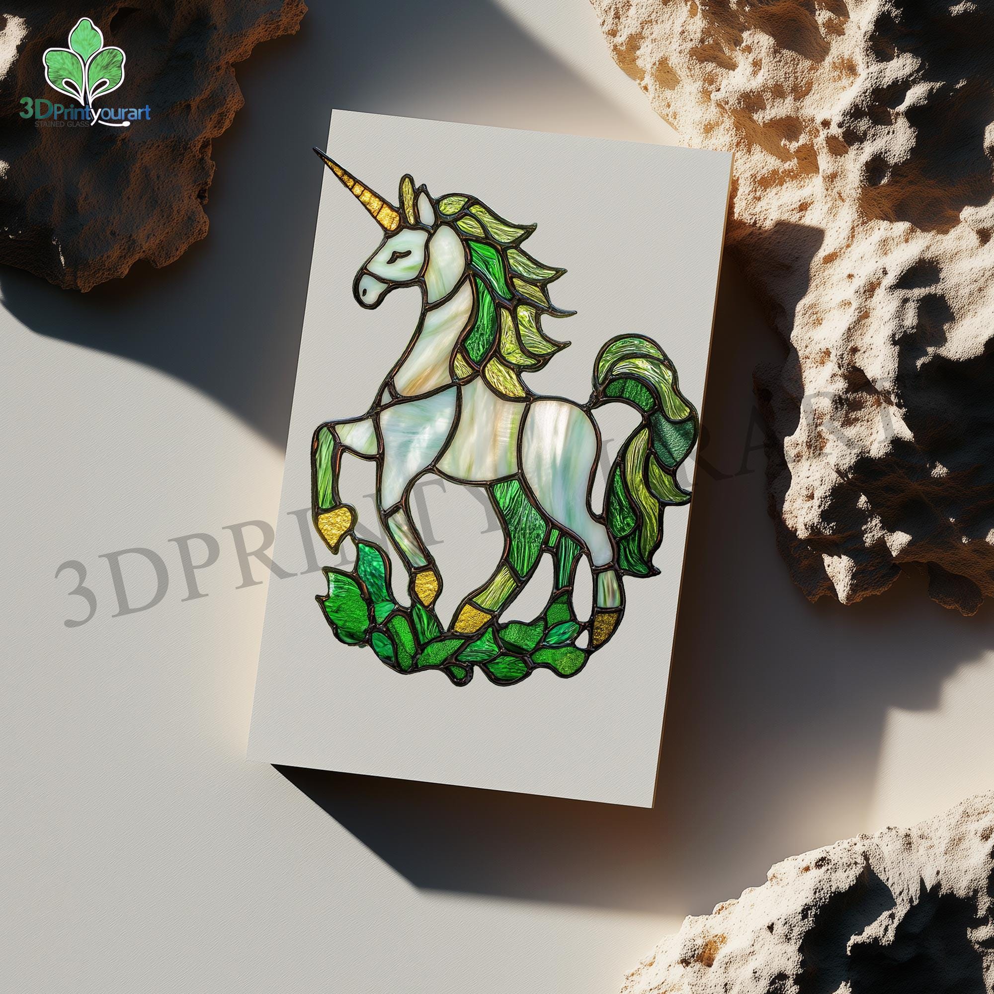 デジタルダウンロード ステンドグラス ユニコーン パターン | お祝いの