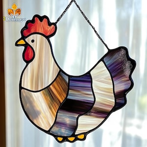 Digital Download Stained Glass Hen Pattern | Festive Suncatcher Design | Hobby License Download