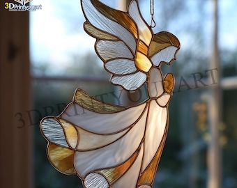 Digital Download Stained Glass Angel Pattern | Festive Suncatcher Design | Hobby License Download