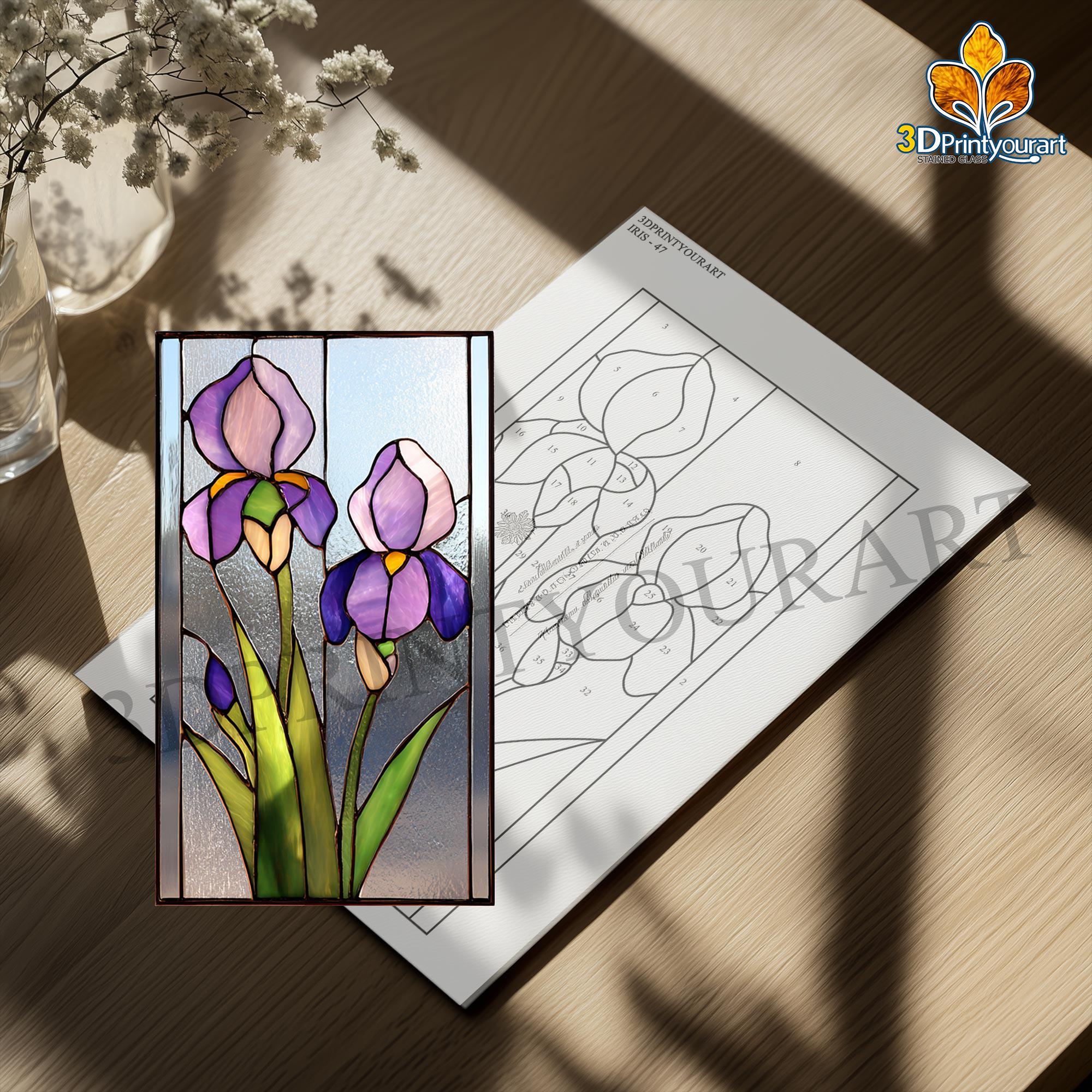 Digital Download Stained Glass Iris Pattern | Festive Suncatcher Design ...