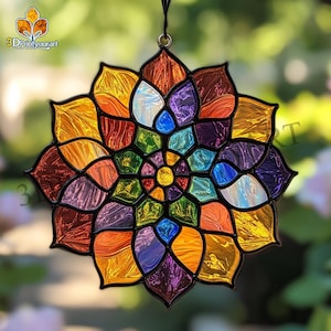 Digital Download Stained Glass Kaleidoscope Pattern | Festive Suncatcher Design | Hobby License Download