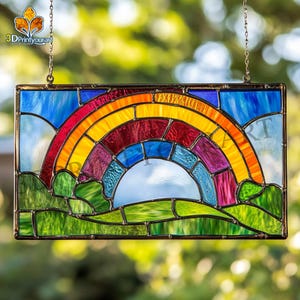 Digitale download glas-in-lood regenboogpatroon | Feestelijk suncatcher-ontwerp | Hobbylicentie downloaden