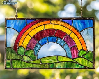 Digital Download Stained Glass Rainbow Pattern | Festive Suncatcher Design | Hobby License Download